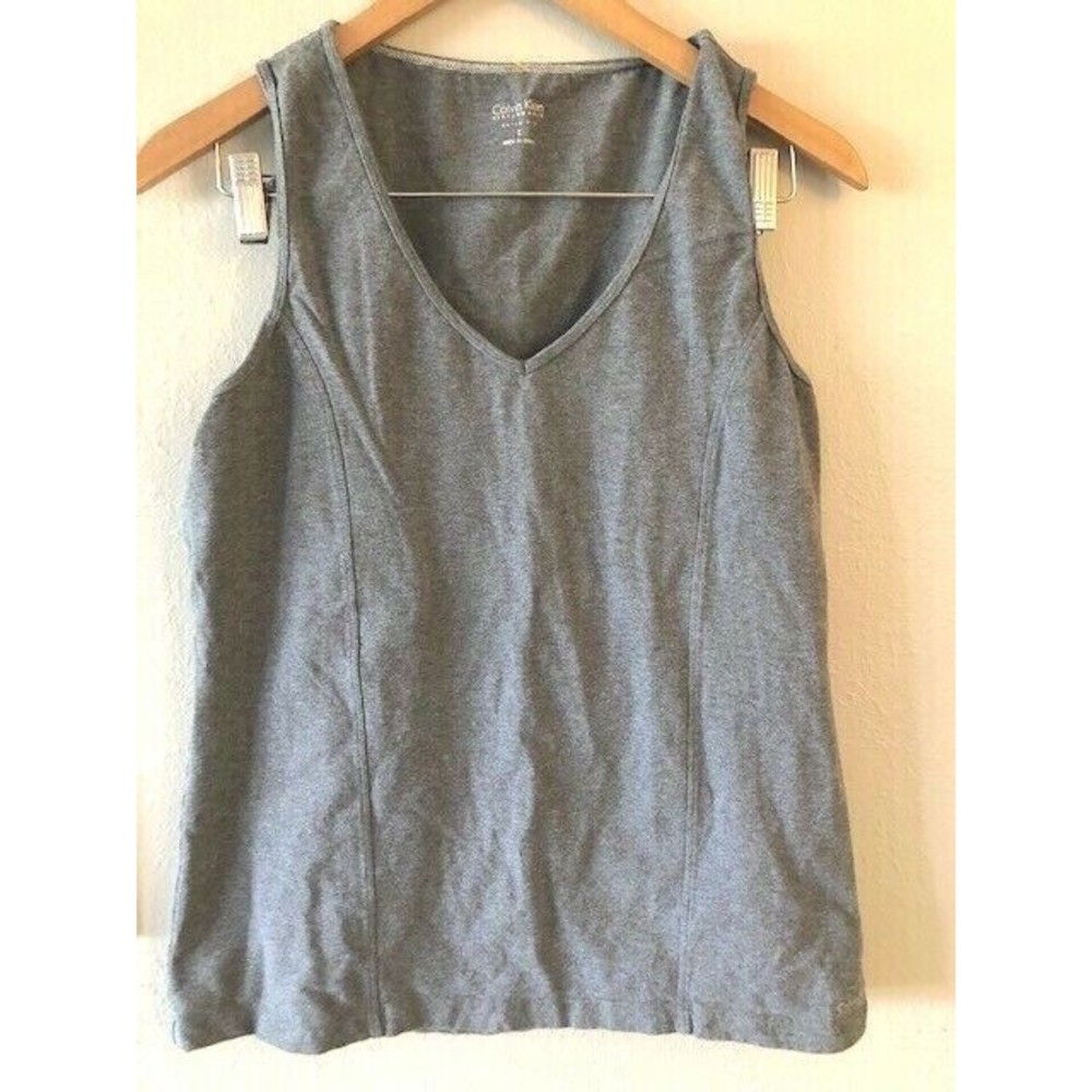 Calvin Klein Tank Large Performance V-neck Quick Dry Tank Charcoal Gray